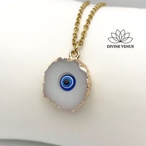 Evil Eye Druzy Necklace